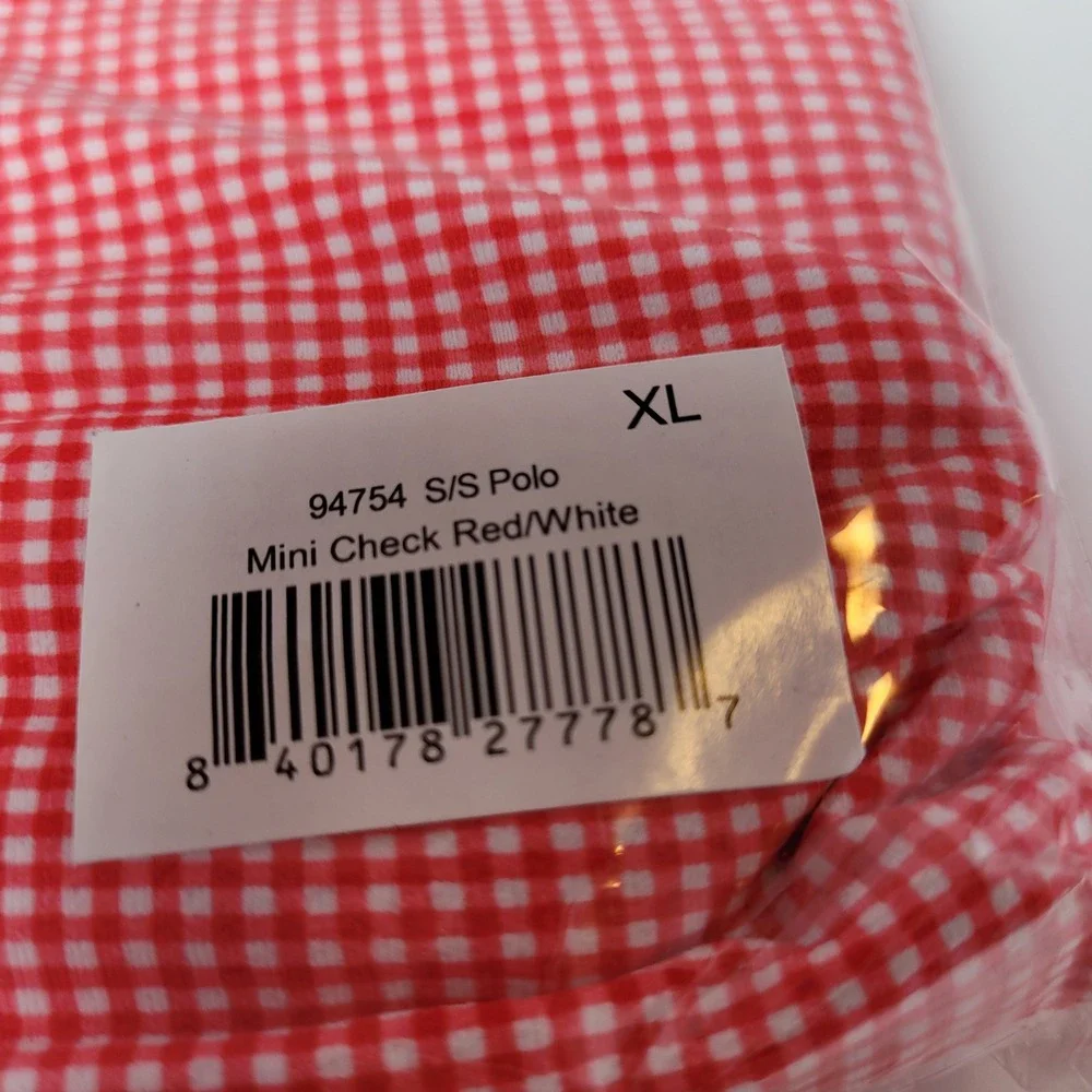 IBKUL Polo Shirt Mens XL Red White NEW Mini Check Short Sleeve Golf Top 94754